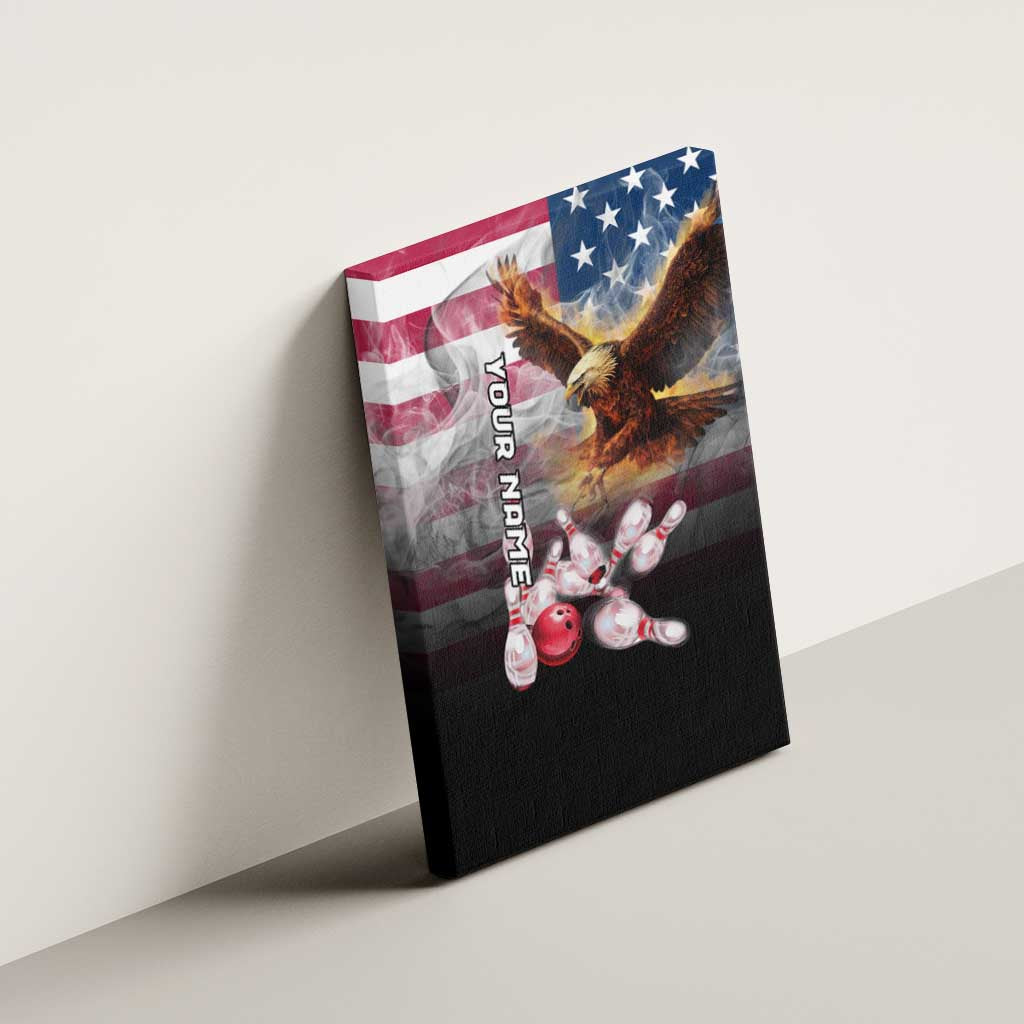 Custom Patriotic Eagle Bowling Canvas Wall Art with American Flag Strike Design - Wonder Print Shop