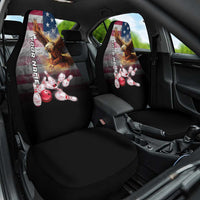 Custom Patriotic Eagle Bowling Car Seat Cover with American Flag Strike Design - Wonder Print Shop