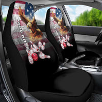 Custom Patriotic Eagle Bowling Car Seat Cover with American Flag Strike Design - Wonder Print Shop