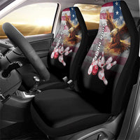 Custom Patriotic Eagle Bowling Car Seat Cover with American Flag Strike Design - Wonder Print Shop