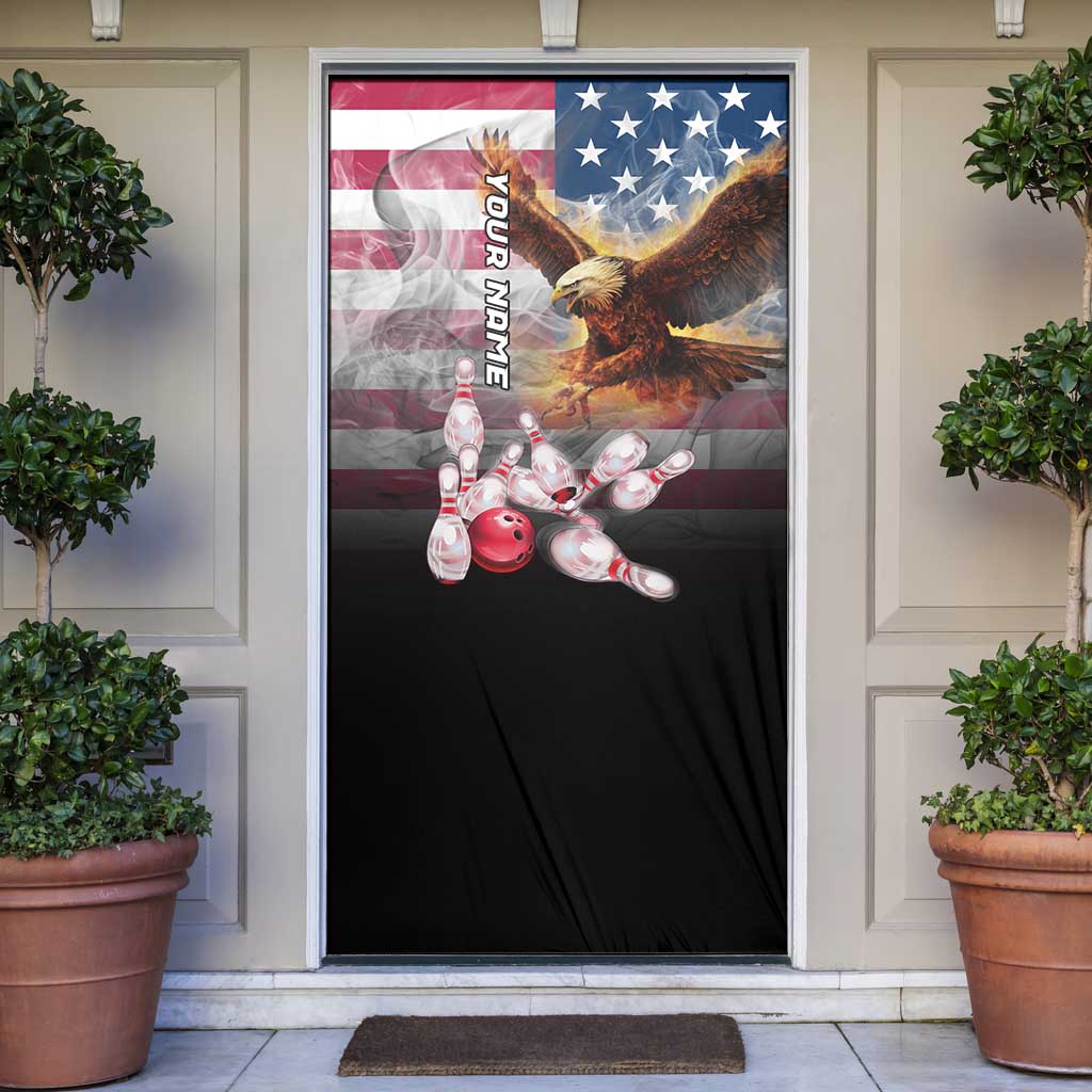 Custom Patriotic Eagle Bowling Door Cover with American Flag Strike Design - Wonder Print Shop