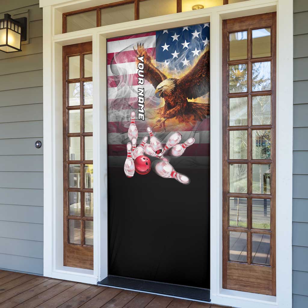 Custom Patriotic Eagle Bowling Door Cover with American Flag Strike Design - Wonder Print Shop