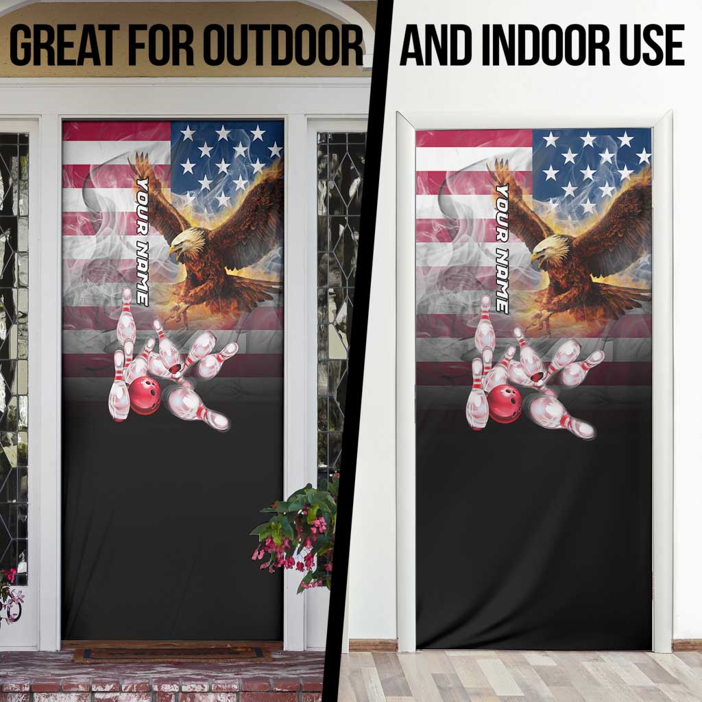 Custom Patriotic Eagle Bowling Door Cover with American Flag Strike Design - Wonder Print Shop