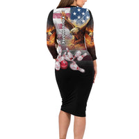 Custom Patriotic Eagle Bowling Family Matching Long Sleeve Bodycon Dress and Hawaiian Shirt with American Flag Strike Design - Wonder Print Shop