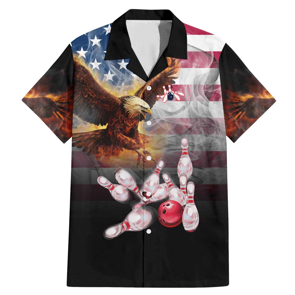 Custom Patriotic Eagle Bowling Family Matching Mermaid Dress and Hawaiian Shirt with American Flag Strike Design - Wonder Print Shop