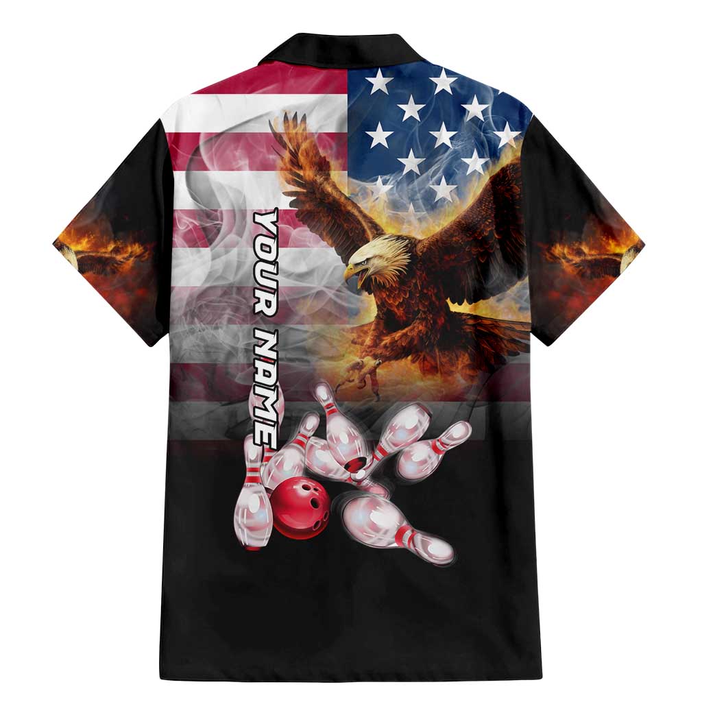 Custom Patriotic Eagle Bowling Family Matching Mermaid Dress and Hawaiian Shirt with American Flag Strike Design - Wonder Print Shop