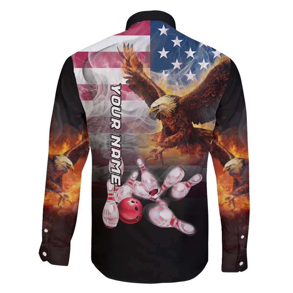 Custom Patriotic Eagle Bowling Family Matching Off Shoulder Maxi Dress and Hawaiian Shirt with American Flag Strike Design - Wonder Print Shop