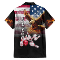 Custom Patriotic Eagle Bowling Family Matching Short Sleeve Bodycon Dress and Hawaiian Shirt with American Flag Strike Design - Wonder Print Shop