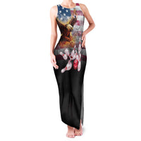 Custom Patriotic Eagle Bowling Family Matching Tank Maxi Dress and Hawaiian Shirt with American Flag Strike Design - Wonder Print Shop