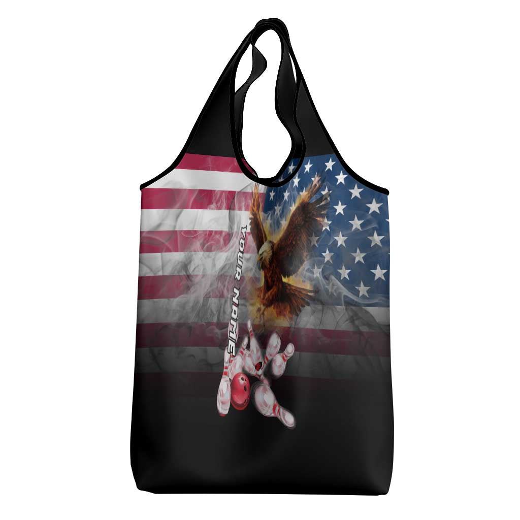 Custom Patriotic Eagle Bowling Grocery Bag with American Flag Strike Design - Wonder Print Shop