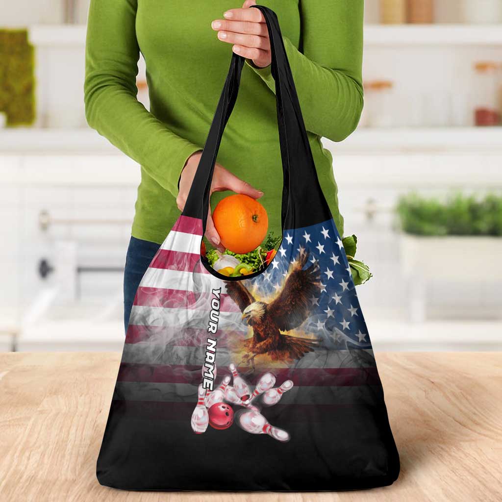 Custom Patriotic Eagle Bowling Grocery Bag with American Flag Strike Design - Wonder Print Shop