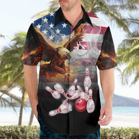 Custom Patriotic Eagle Bowling Hawaiian Shirt with American Flag Strike Design - Wonder Print Shop