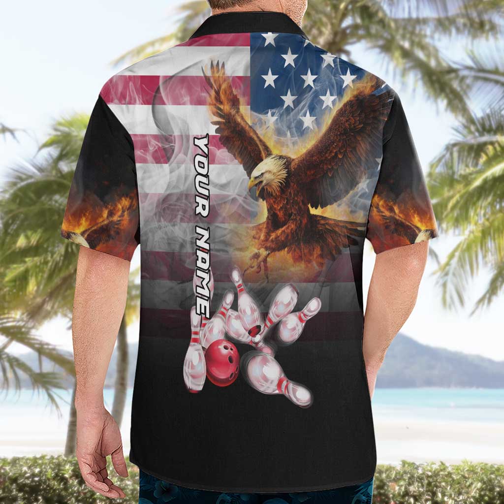 Custom Patriotic Eagle Bowling Hawaiian Shirt with American Flag Strike Design - Wonder Print Shop