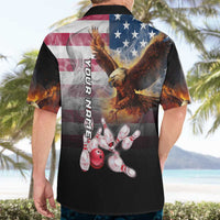 Custom Patriotic Eagle Bowling Hawaiian Shirt with American Flag Strike Design - Wonder Print Shop