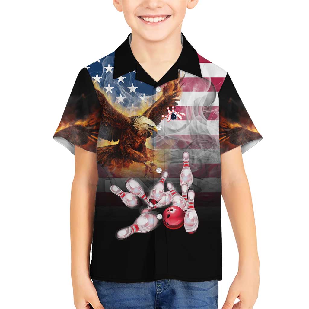 Custom Patriotic Eagle Bowling Hawaiian Shirt with American Flag Strike Design - Wonder Print Shop
