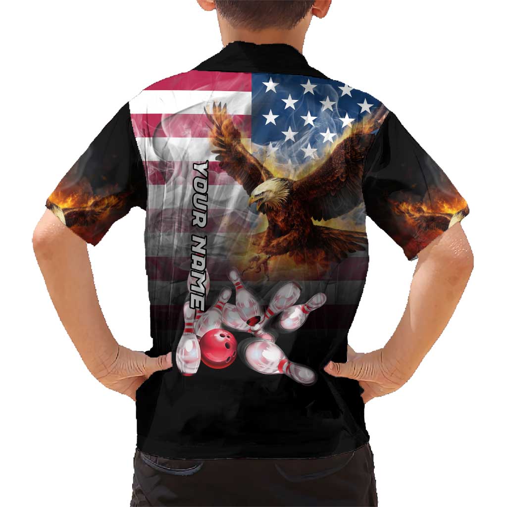 Custom Patriotic Eagle Bowling Hawaiian Shirt with American Flag Strike Design - Wonder Print Shop