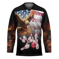 Custom Patriotic Eagle Bowling Hockey Jersey with American Flag Strike Design - Wonder Print Shop