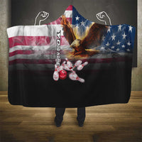 Custom Patriotic Eagle Bowling Hooded Blanket with American Flag Strike Design - Wonder Print Shop