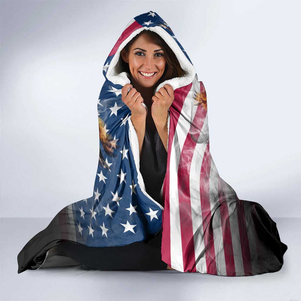 Custom Patriotic Eagle Bowling Hooded Blanket with American Flag Strike Design - Wonder Print Shop