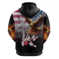 Custom Patriotic Eagle Bowling Hoodie with American Flag Strike Design - Wonder Print Shop