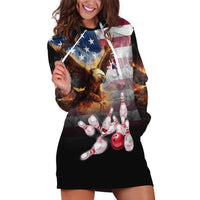 Custom Patriotic Eagle Bowling Hoodie Dress with American Flag Strike Design - Wonder Print Shop
