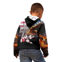 Custom Patriotic Eagle Bowling Kid Hoodie with American Flag Strike Design - Wonder Print Shop