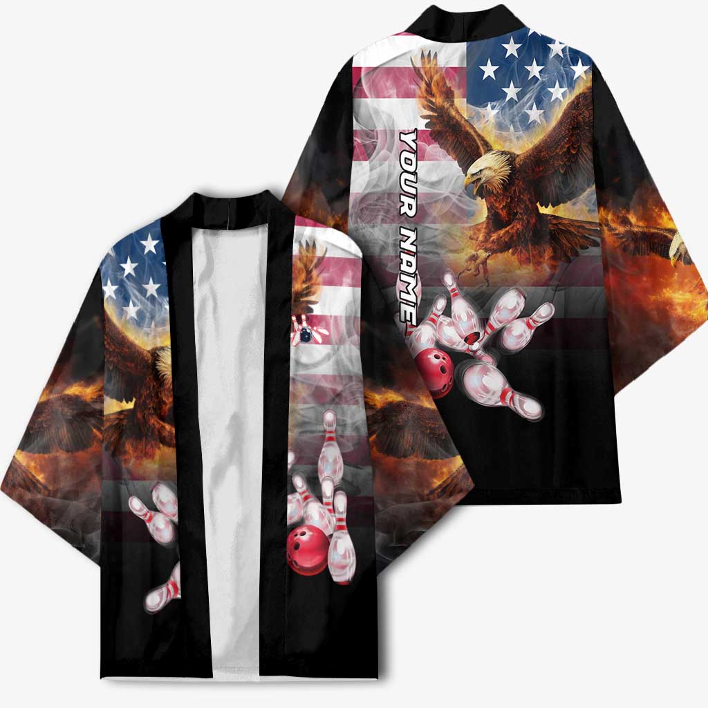 Custom Patriotic Eagle Bowling Kimono with American Flag Strike Design - Wonder Print Shop