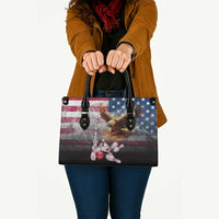 Custom Patriotic Eagle Bowling Leather Bag with American Flag Strike Design - Wonder Print Shop