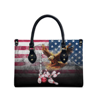 Custom Patriotic Eagle Bowling Leather Bag with American Flag Strike Design - Wonder Print Shop