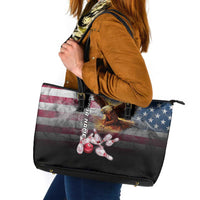 Custom Patriotic Eagle Bowling Leather Tote Bag with American Flag Strike Design - Wonder Print Shop