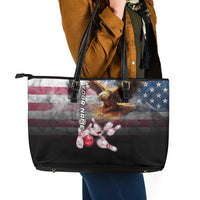 Custom Patriotic Eagle Bowling Leather Tote Bag with American Flag Strike Design - Wonder Print Shop