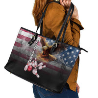 Custom Patriotic Eagle Bowling Leather Tote Bag with American Flag Strike Design - Wonder Print Shop