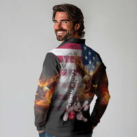 Custom Patriotic Eagle Bowling Long Sleeve Polo Shirt with American Flag Strike Design - Wonder Print Shop