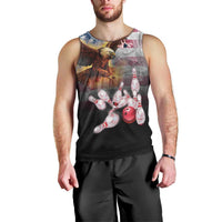 Custom Patriotic Eagle Bowling Men Tank Top with American Flag Strike Design - Wonder Print Shop