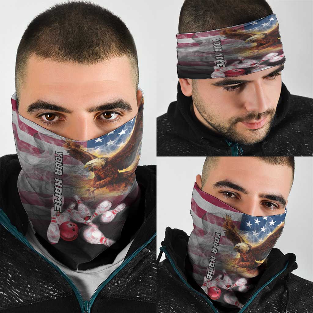Custom Patriotic Eagle Bowling Neck Gaiter with American Flag Strike Design - Wonder Print Shop