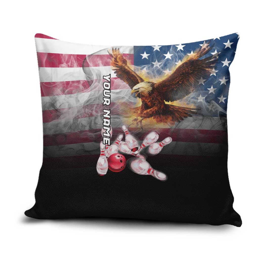 Custom Patriotic Eagle Bowling Pillow Cover with American Flag Strike Design - Wonder Print Shop