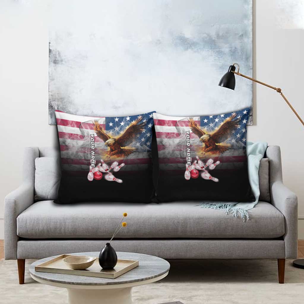 Custom Patriotic Eagle Bowling Pillow Cover with American Flag Strike Design - Wonder Print Shop