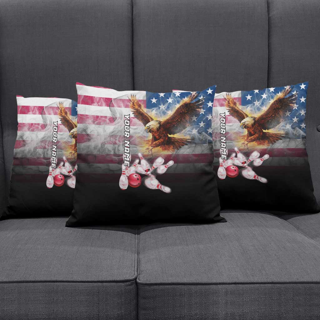 Custom Patriotic Eagle Bowling Pillow Cover with American Flag Strike Design - Wonder Print Shop