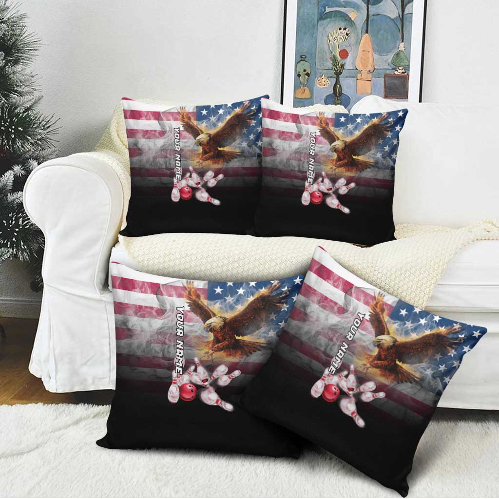 Custom Patriotic Eagle Bowling Pillow Cover with American Flag Strike Design - Wonder Print Shop