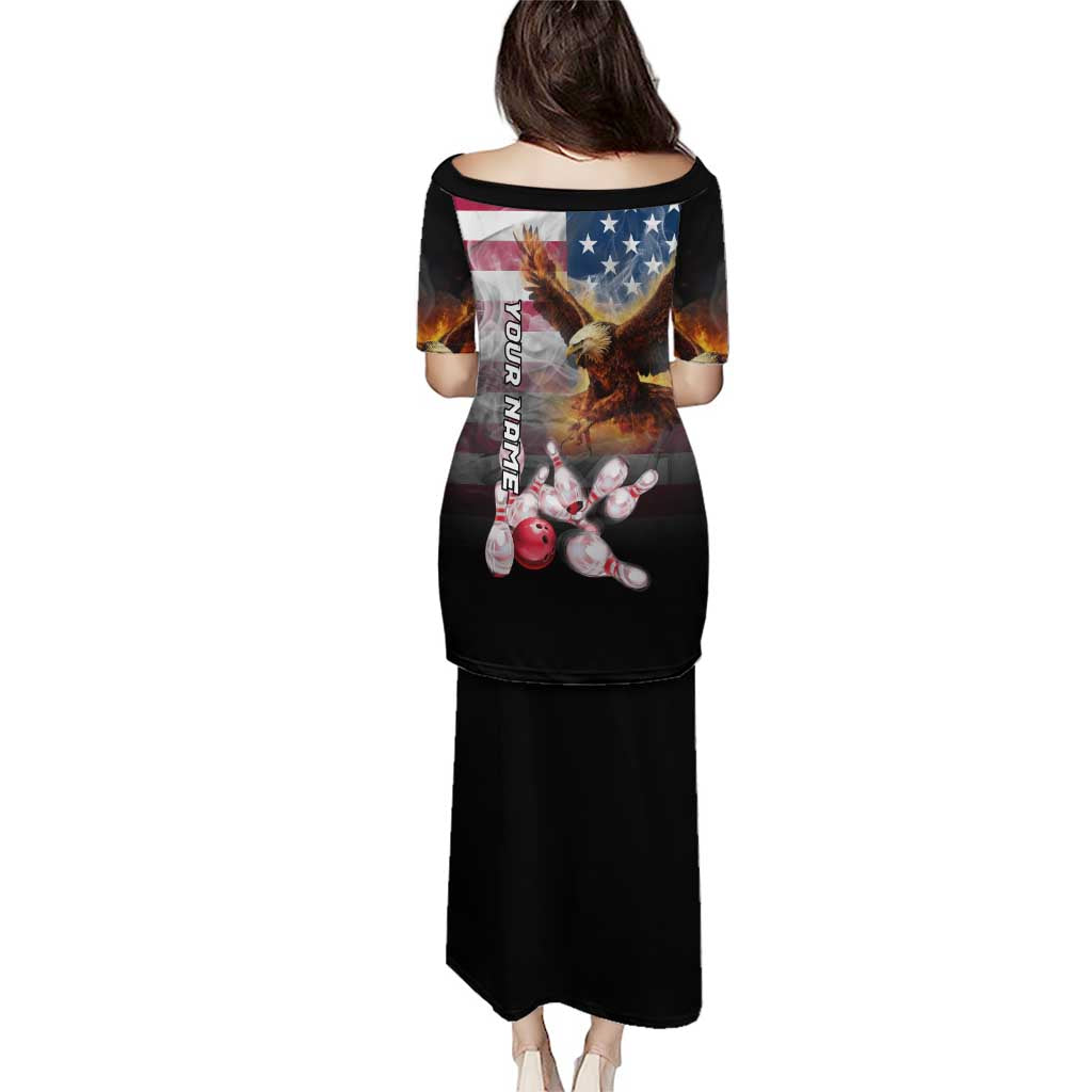 Custom Patriotic Eagle Bowling Puletasi with American Flag Strike Design - Wonder Print Shop