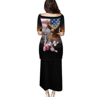Custom Patriotic Eagle Bowling Puletasi with American Flag Strike Design - Wonder Print Shop
