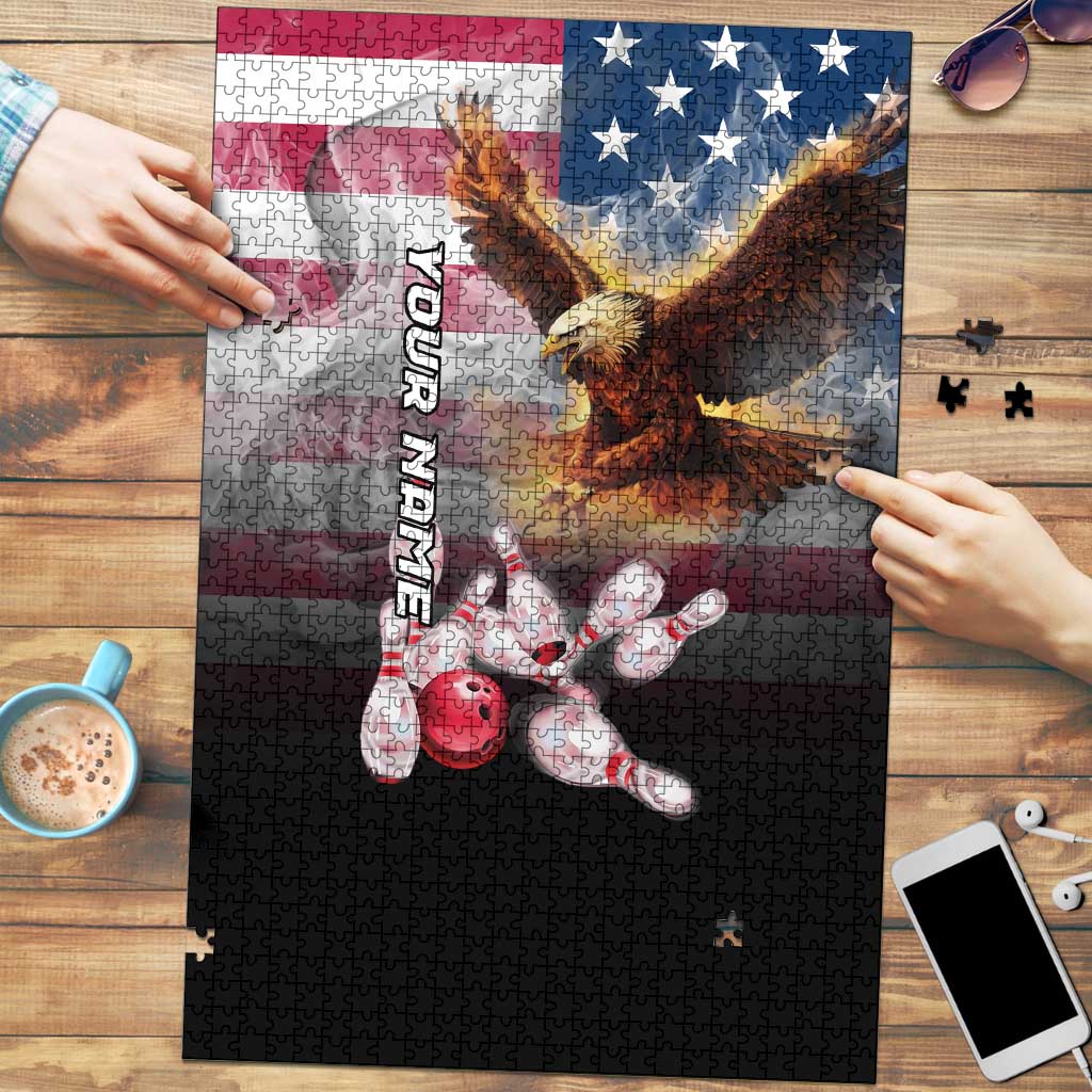 Custom Patriotic Eagle Bowling Puzzle with American Flag Strike Design - Wonder Print Shop