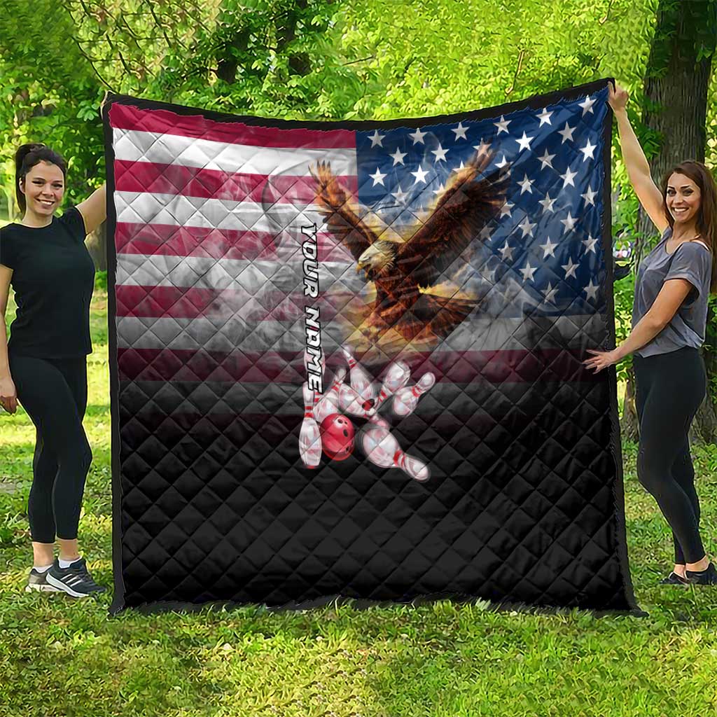Custom Patriotic Eagle Bowling Quilt with American Flag Strike Design - Wonder Print Shop