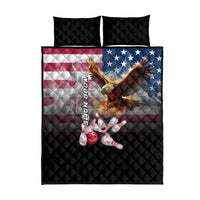 Custom Patriotic Eagle Bowling Quilt Bed Set with American Flag Strike Design - Wonder Print Shop
