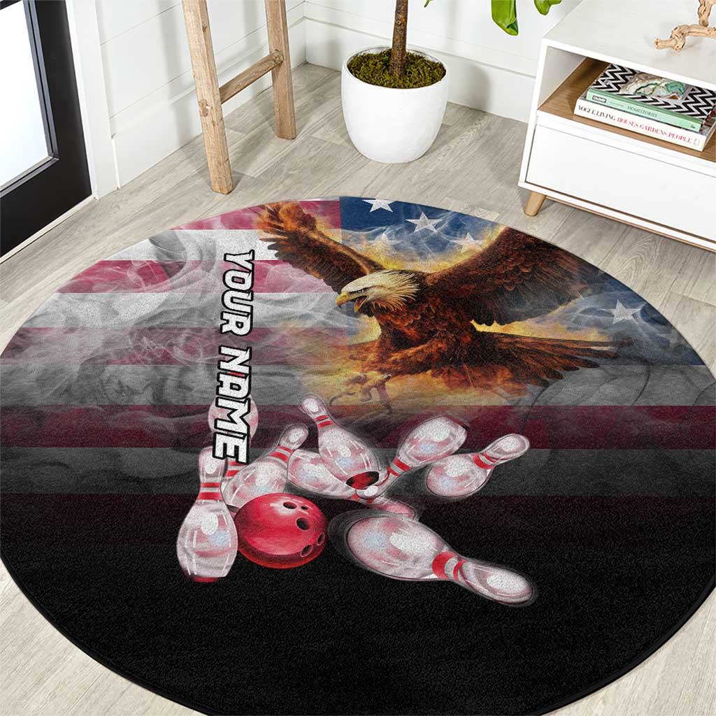Custom Patriotic Eagle Bowling Round Carpet with American Flag Strike Design - Wonder Print Shop