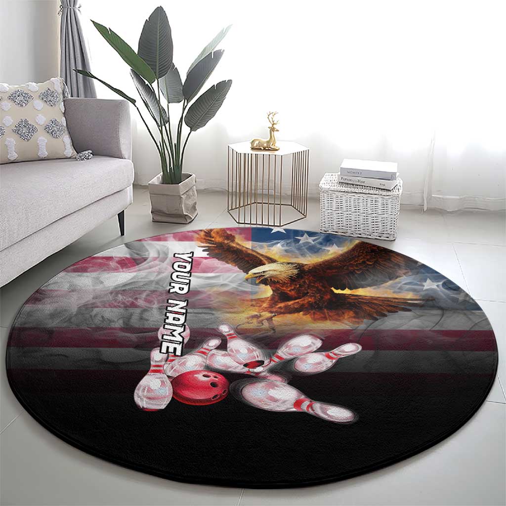 Custom Patriotic Eagle Bowling Round Carpet with American Flag Strike Design - Wonder Print Shop
