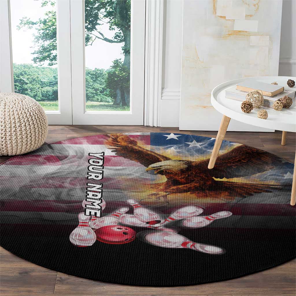 Custom Patriotic Eagle Bowling Round Carpet with American Flag Strike Design - Wonder Print Shop