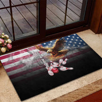 Custom Patriotic Eagle Bowling Rubber Doormat with American Flag Strike Design - Wonder Print Shop