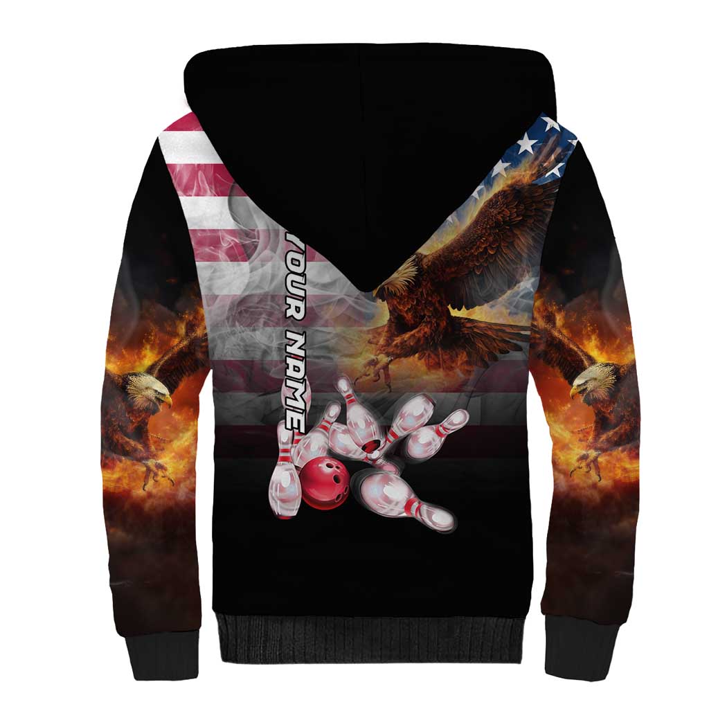 Custom Patriotic Eagle Bowling Sherpa Hoodie with American Flag Strike Design - Wonder Print Shop