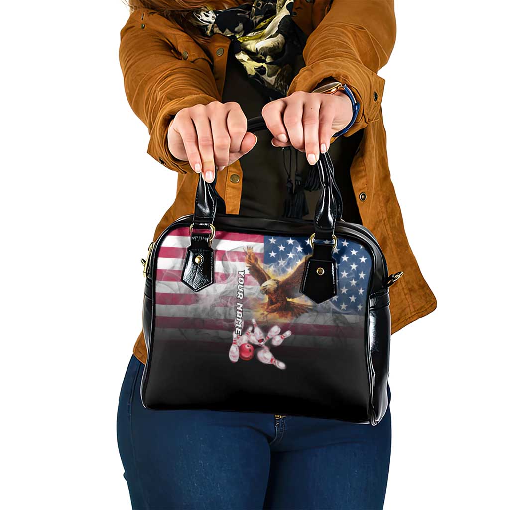 Custom Patriotic Eagle Bowling Shoulder Handbag with American Flag Strike Design - Wonder Print Shop